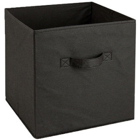 URBNLIVING Height 27cm Collapsible Black Cube Large Storage Boxes Kids Toys Carry Handles Basket Bits Bobs Organise