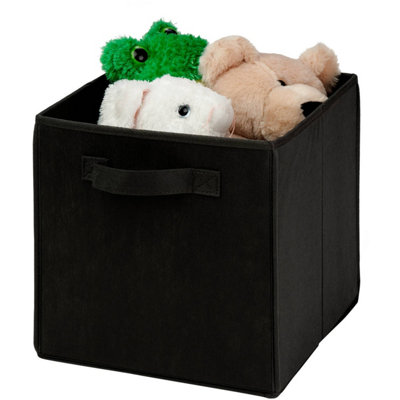 URBNLIVING Height 27cm Collapsible Black Cube Large Storage Boxes Kids Toys Carry Handles Basket Bits Bobs Organise