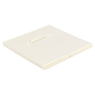 URBNLIVING Height 27cm Collapsible Cream Cube Large Storage Boxes Kids Toys Carry Handles Basket Bits Bobs Organise