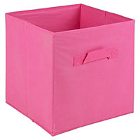 URBNLIVING Height 27cm Collapsible Dark Pink Cube Large Storage Boxes Kids Toys Carry Handles Basket Bits Bobs Organise