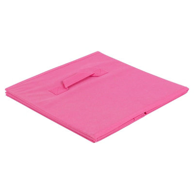 URBNLIVING Height 27cm Collapsible Dark Pink Cube Large Storage Boxes Kids Toys Carry Handles Basket Bits Bobs Organise