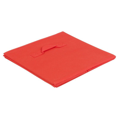 URBNLIVING Height 27cm Collapsible Red Cube Large Storage Boxes Kids Toys Carry Handles Basket Bits Bobs Organise