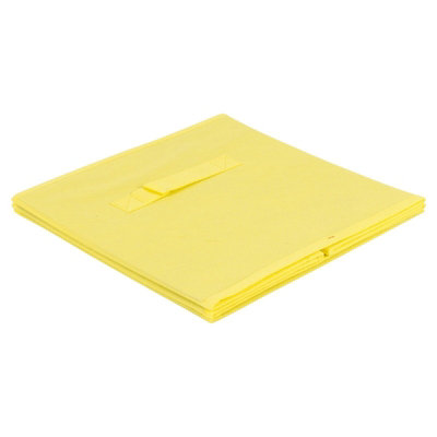 URBNLIVING Height 27cm Collapsible Yellow Cube Large Storage Boxes Kids Toys Carry Handles Basket Bits Bobs Organise