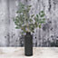 URBNLIVING Height 28.5cm Porcelain Ceramic Black Large Lined Design Bottle Table Vase Decorative