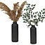 URBNLIVING Height 28.5cm Set of 2 Porcelain Ceramic Black Lined Design Bottle Table Vase Decorative
