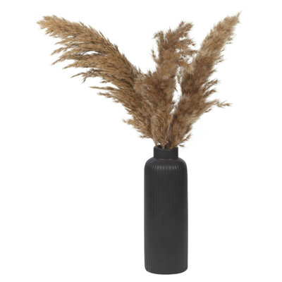URBNLIVING Height 28.5cm Set of 2 Porcelain Ceramic Black Lined Design Bottle Table Vase Decorative