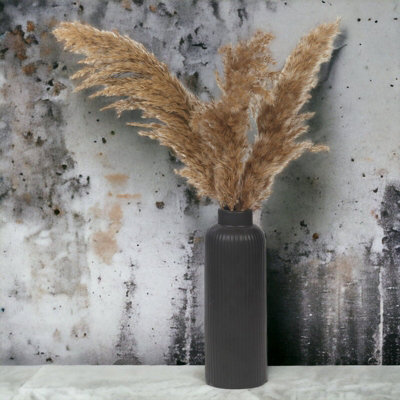 URBNLIVING Height 28.5cm Set of 2 Porcelain Ceramic Black Lined Design Bottle Table Vase Decorative - 3