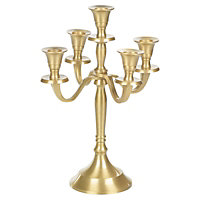 URBNLIVING Height 29cm 5 Arm Gold Candelabra Candle Holder Stand Wedding Dinner Table Decor Centrepiece