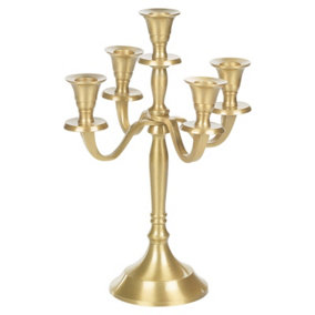 URBNLIVING Height 29cm 5 Arm Gold Candelabra Candle Holder Stand Wedding Dinner Table Decor Centrepiece