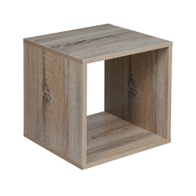 URBNLIVING Height 30Cm Shelves Cube Shelving Colour Antique Oak Cube Display Storage Wood Shelf