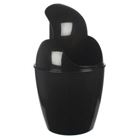 URBNLIVING Height 35cm 5L Black Plastic Swing Top Lid Bin Rubbish Trash Can Bathroom Office Under Counter