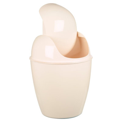 URBNLIVING Height 35cm 5L Off White Plastic Swing Top Lid Bin Rubbish Trash Can Bathroom Office Under Counter