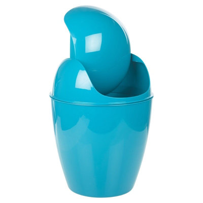 URBNLIVING Height 35cm 5L Teal Plastic Swing Top Lid Bin Rubbish Trash Can Bathroom Office Under Counter