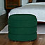 URBNLIVING Height 38cm Soft Velvet Oval Green Ottoman Storage Pouffe Footstool Dressing Vanity Chair
