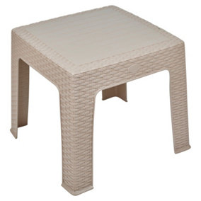 URBNLIVING Height 41cm Beige Rattan Design Wicker Coffee Table Bistro Outdoor Plastic Garden Patio Furniture