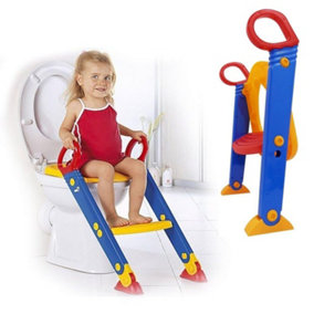 URBNLIVING Height 41cm Safety Potty Training Toilet Loo Trainer Step Ladder Seat Easy Fold Children Kid