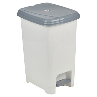 URBNLIVING Height 41cm White 15L Slim Foot Pedal Rubbish Bin Trash Garbage Can Waste Basket With Insert & Lid