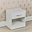 URBNLIVING Height 42cm 1 Drawer Compact Wooden Bedroom White Colour Bedside Cabinet Furniture Nightstand Side Table