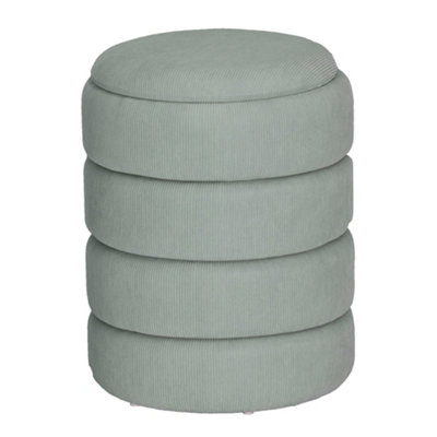 URBNLIVING Height 45.5cm Soft Velvet Round Light Grey Ottoman 