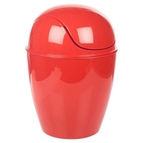 URBNLIVING Height 45cm 12L Red Plastic Swing Top Lid Bin Rubbish Trash Can Bathroom Office Under Counter