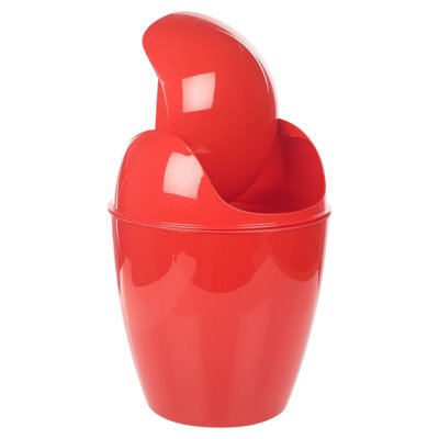 URBNLIVING Height 45cm 12L Red Plastic Swing Top Lid Bin Rubbish Trash Can Bathroom Office Under Counter