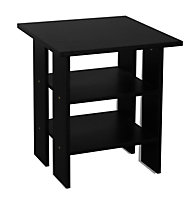 URBNLIVING Height 45Cm 2 Tier Side Table Wooden Bedroom Bedside Table Colour Black Nightstand Living Room Side Cabinet