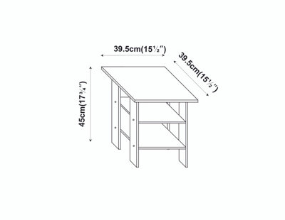 URBNLIVING Height 45Cm 2 Tier Side Table Wooden Bedroom Bedside Table Colour Black Nightstand Living Room Side Cabinet