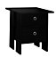URBNLIVING Height 45cm 2 Tier Wooden Black Table 2 Black Drawer Bedroom Bedside Nightstand Living Room Side Cabinet