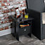 URBNLIVING Height 45cm 2 Tier Wooden Black Table 2 Black Drawer Bedroom Bedside Nightstand Living Room Side Cabinet