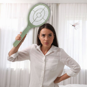 URBNLIVING Height 45cm Electric Fly Zapper Racquet Insect Wasp Mosquitoes Pest Squatter Killer Catcher