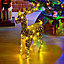 URBNLIVING Height 45cm Set of 2 Silver with Glitter LED Light Up Christmas Reindeer Rattan Metal Wire Stag Statue Decoration