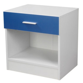 URBNLIVING Height 46cm 1 Drawer Particle Board Bedroom Furniture Blue Colour Bedside Table