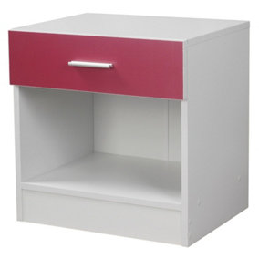 URBNLIVING Height 46cm 1 Drawer Particle Board Bedroom Furniture Pink Colour Bedside Table