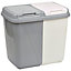URBNLIVING Height 47cm 60L Grey and White Double Kitchen Recycling Laundry Duo Bin Garbage Under Cabinet Trash Can