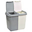 URBNLIVING Height 47cm 60L Grey and White Double Kitchen Recycling Laundry Duo Bin Garbage Under Cabinet Trash Can