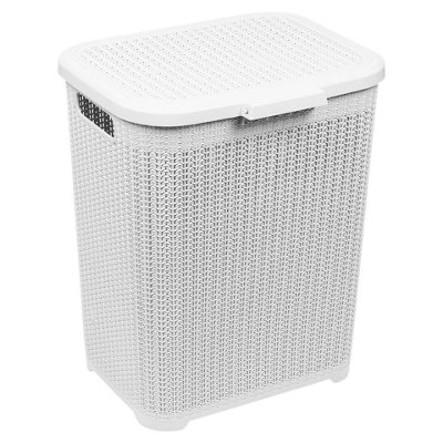 URBNLIVING Height 47cm Plastic Colour White Laundry Basket Dirty ...