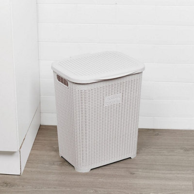URBNLIVING Height 47cm Plastic Colour White Laundry Basket Dirty ...