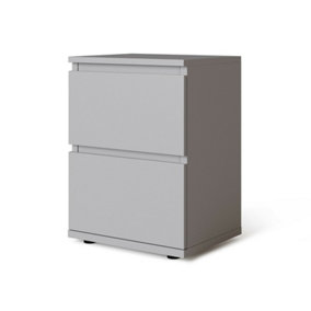 URBNLIVING Height 49cm 2 Drawer Wooden Bedroom Bedside Cabinet Colour Grey Carcass and Grey Drawers No Handle Nightstand