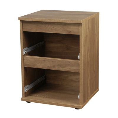 URBNLIVING Height 49cm 2 Drawer Wooden Bedroom Bedside Cabinet Colour Oak Carcass and Oak Drawers No Handle Nightstand