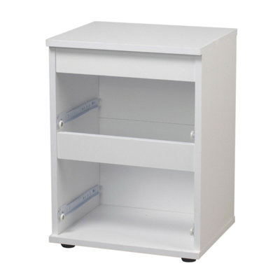 URBNLIVING Height 49cm 2 Drawer Wooden Bedroom Bedside Cabinet Colour White Carcass and White Drawers No Handle Nightstand