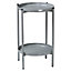 URBNLIVING Height 50cm 2-Tier Round Metal Side End Table Grey Colour Living Room With Shelf Bedside Nightstand