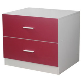 URBNLIVING Height 51.5cm 2 Drawer Wooden Kids Bedroom Chest Cabinet Pink Colour Modern Storage Cupboard Wide