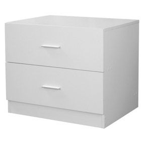 URBNLIVING Height 51.5cm 2 Drawer Wooden Kids Bedroom Chest Cabinet White Color Modern Storage Cupboard Wide