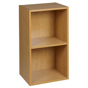 URBNLIVING Height 53.6cm 2 Shelf Wooden Bookcase Shelving Colour Beech Display Storage Shelf Unit Shelves