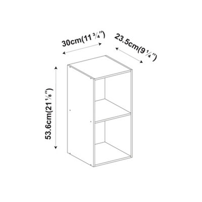 URBNLIVING Height 53.6cm 2 Shelf Wooden Bookcase Shelving Colour Cedar Grey Display Storage Shelf Unit Shelves
