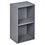 URBNLIVING Height 53.6cm 2 Shelf Wooden Bookcase Shelving Colour Grey Display Storage Shelf Unit Shelves