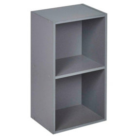 URBNLIVING Height 53.6cm 2 Shelf Wooden Bookcase Shelving Colour Grey Display Storage Shelf Unit Shelves