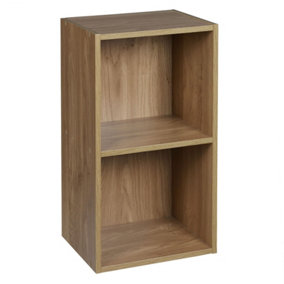 URBNLIVING Height 53.6cm 2 Shelf Wooden Bookcase Shelving Colour Oak Display Storage Shelf Unit Shelves