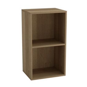 URBNLIVING Height 53.6cm 2 Shelf Wooden Bookcase Shelving Colour Warm Oak Display Storage Shelf Unit Shelves