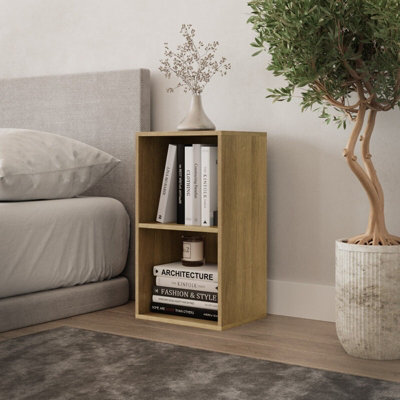 URBNLIVING Height 53.6cm 2 Shelf Wooden Bookcase Shelving Colour Warm Oak Display Storage Shelf Unit Shelves
